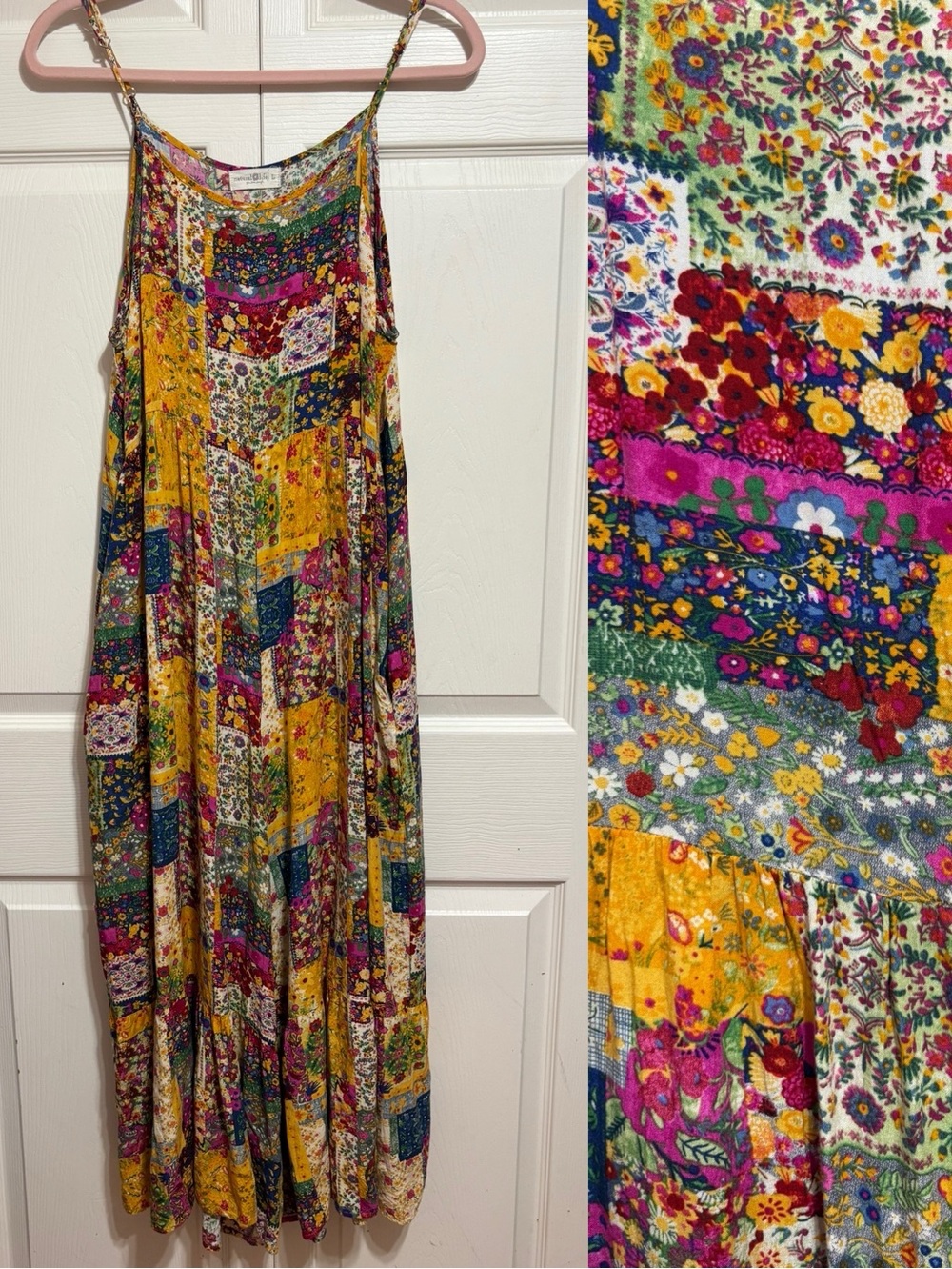 NATURAL LIFE Floral Patchwork Jumpsuit with Pockets